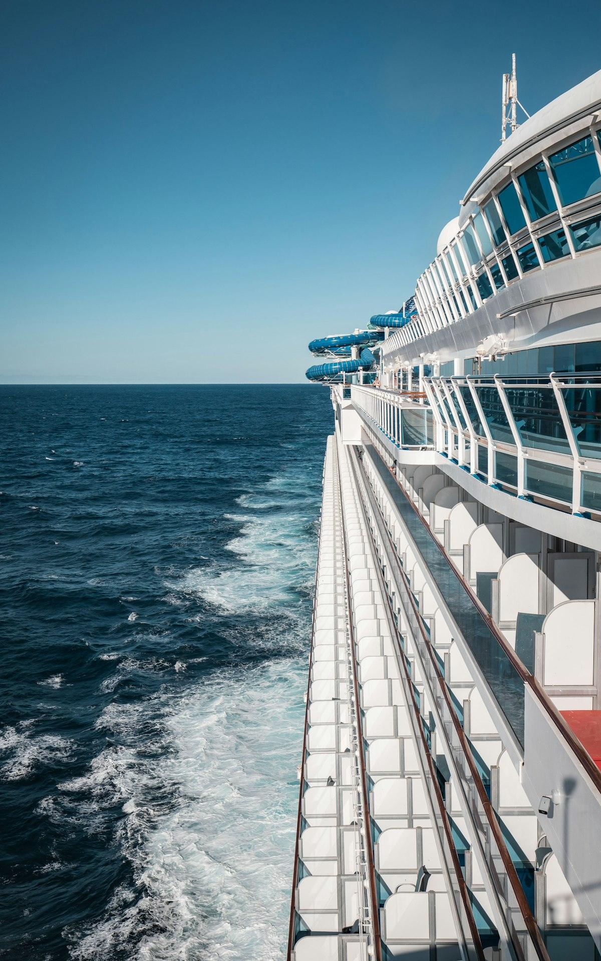 Cruise ship balconies above the ocean (stock photo)